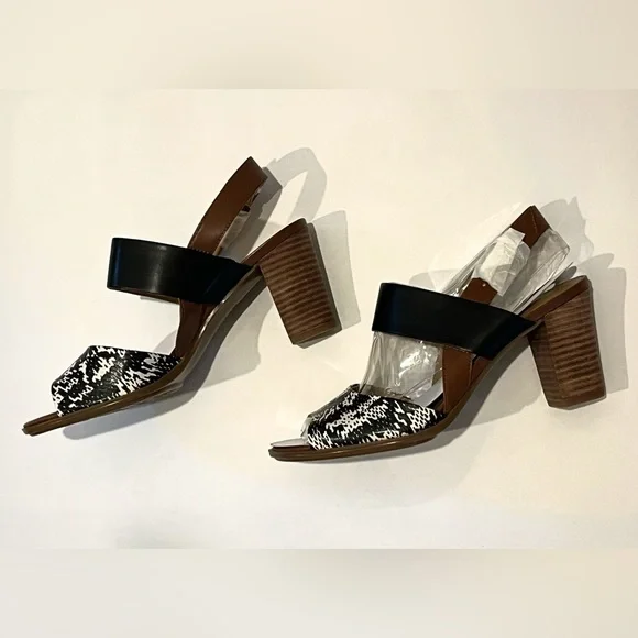 Naturalizer Lahnny Leather Sandal Black and White Snake Print size 8.5M NWOT - Picture 3 of 8